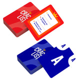 Dos paquetes de tarjetas Crack List rojas y azules